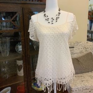 Cream Cold Shoulder Blouse